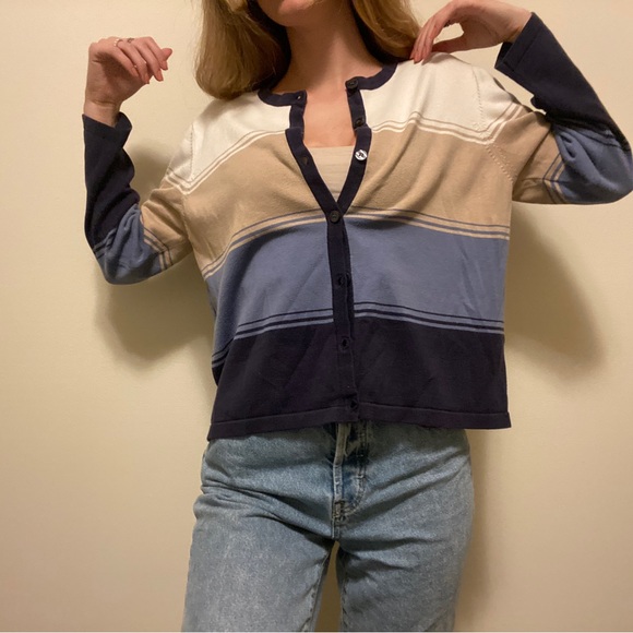 Stripped Button Up Cardigan - Picture 2 of 8